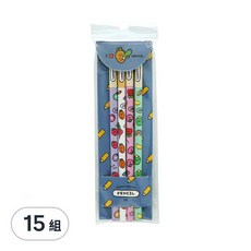 Pinkfoot 蔬果圖案2B鉛筆4入組, 紫色+白色+粉色+綠色, 1組