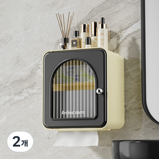 몬드스팟 욕실 미드센추리 방수 무타공 화장실 휴지 걸이 심플 선반 보관함 YN021, 블랙, 2개