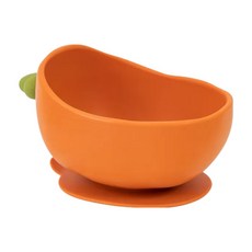 PiYOPiYO 黃色小鴨 鉑金矽膠大吸力嬰兒副食學習蘿蔔碗, 食品級矽膠, 耐洗耐用, 橘色, 1個