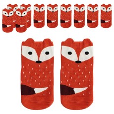 Peilou 貝柔 兒童款趣味止滑童襪 Set 6雙, 可愛立體造型, 天然柔棉舒適吸汗, 腳底全方位安全止滑, 狐狸 顏色隨機, 13~15cm