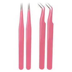 2 種鑷子用於 May Brown 睫毛指甲部件 C19-et015, 粉色, 2組