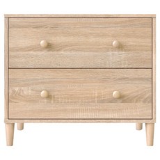 HOPMA 合馬家具 美背伍德實木腳斗櫃, 北歐實木二抽斗櫃, 漂流木色, 淺橡木, 60.2cm, 2個