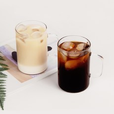 키에 데일리 내열 유리 핸들 머그컵 500ml, 투명, 2개