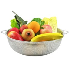 QUEEN SENSE 不鏽鋼沖孔瀝水籃, 銀色, 1個