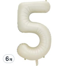 Pang Party 數字字母氣球 101cm 5, 白色, 6個