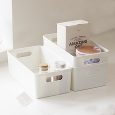 Im Home Living 簡約籃式食品儲藏室收納盒 3入姓名牌組, 白色, 160 x 300 x 100 mm, 1套