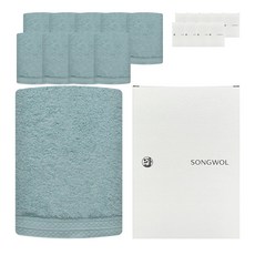 Songwol 松月 30支棉素色洗臉毛巾 165g 10條+收納盒 10個組, 1套, 土耳其藍