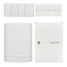 송월타월 항균퓨어 세면타올 165g x 5p + 케이스 세트, 화이트, 1세트