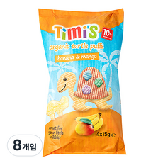 티미 유기농 터틀 퍼프 옥수수스낵 바나나 앤 망고, 15g, 8개