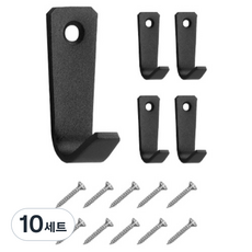 ALLCOVER 牆壁固定U型單掛鉤 3mm + 螺絲組, 黑色(掛鉤), 10套