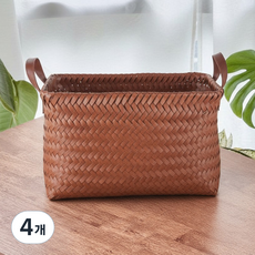 리빙필로 라탄 수납바구니, 갈색, 4개