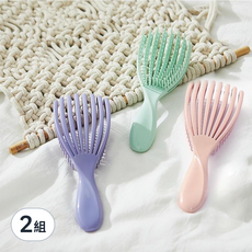 貝殼蓬鬆髮梳3件組 小(164 x 50 x 32mm), 顏色隨機, 2組