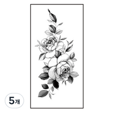 gelluna 黑色花朵身體重點裝飾自助紋身刺青貼紙, 5個, T-40