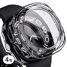 빅쏘 레빅스킨 9H 고경도 갤럭시워치 액정 보호 강화유리 일체형 풀커버 초슬림 하드 케이스, 투명, 4개