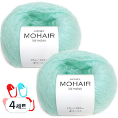 니뜨 허니 모헤어 실 25g x 2p + 단수링 5p 세트, 02 클라우드(실) + 랜덤발송(단수링), 4세트