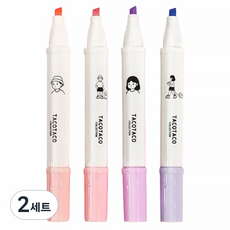 Olloom 同色系柔和螢光筆4入組, 2套, 蜜桃