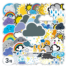 Inp 感性風防水PVC裝飾貼紙 50入, 3個, K 今日天氣