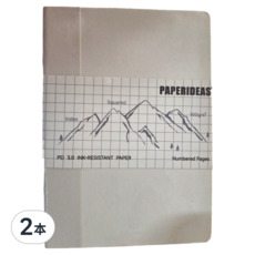 PAPERIDEAS A7 筆記本 裸背, 方格 灰色, 2本
