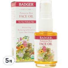 BADGER 大馬士革玫瑰臉部潤膚精油, 29.5毫升, 5個