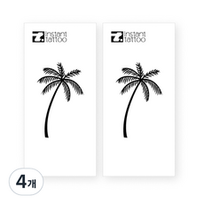 instant tattoo 農場樹木紋身貼紙, 4個, 單色