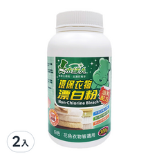 小綠人 漂白粉 溫和不刺激 彩色衣物適用 有效去除污漬異味, 300g, 2罐