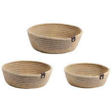 Life+ 法式手工棉線編織收納籃/置物盒/收納筐, 卡其色, 3個