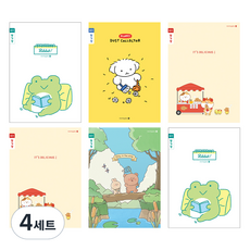 morning glory 填充筆記本小學3-6日記本窄格4種+隨機出貨2入組A, 4套, 青蛙, 灰塵掃除, 鯛魚燒, 森林散步