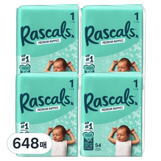 라스칼프렌즈 프리미엄 밴드형 기저귀, 648매, 1단계