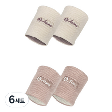 아사나 트레이닝 스포츠 컴프레션 손목 밴드 2p, 아이스 베이지 + 베리 스무디, 6세트