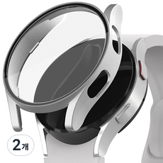 신지모루 풀커버 일체형 SF코팅 강화유리 액정보호 케이스, 실버, 2개