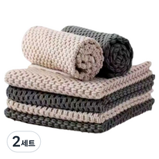 Monahome 竹製吸水力佳抗菌竹纖維抹布 米色3入 + 灰色3入組, 2套