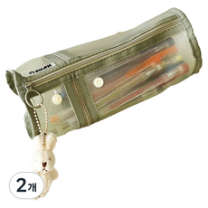 Small Table 透明網紗筆袋, 綠色, 2個