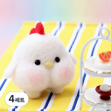 아트조이 DIY 양모펠트 키트, 4세트, 하얀닭