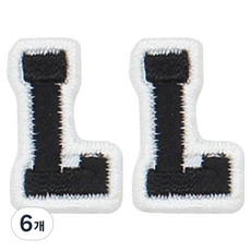 Button King 東大門鈕扣王 熱燙式刺繡字母迷你布貼 L, 6個, 黑色