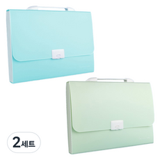 윰스 A4 서류 13칸 바인더 파일백 2종 세트, 스카이 + 에메랄드, 2세트