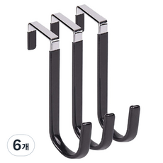 Slow& 門掛式圓形掛鉤掛架 單一尺寸, 6個, 黑色