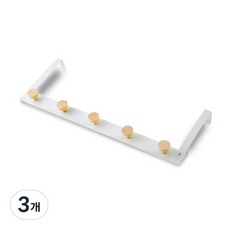 마켓플랜 슬림 방문걸이 원목 후크, 화이트, 3개