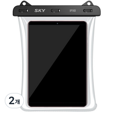 SKY 웰 IPX8 4중 잠금 다목적 아이패드 태블릿 프리미엄 터치 방수팩 + 목걸이 세트, 블랙, 2개