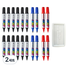 monAmi 白板筆混合20支 + 板擦組, 黑色, 藍色, 紅色, 2套