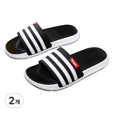 BYOORABYOO 柔軟辦公室客廳三線拖鞋 A款, 黑色, 2個