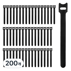 코멧 홈 찍찍이 케이블타이 고리형, 블랙, 200개