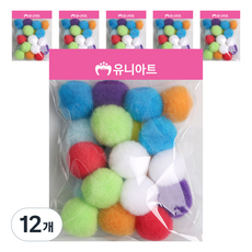 유니아트 1000 퐁퐁 30mm, 혼합색상, 12개