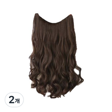 똑딱 긴머리 웨이브 부분가발, 다크브라운, 2개