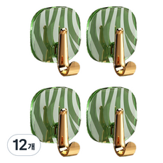 몰투유 다용도 접착식 욕실 벽걸이 후크, 그린, 12개