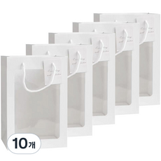 미화부장 크라프트 종이 꽃 플라워 화분 식물 선물 포장 가방 윈도우 백 캐리어 01 직사각형 대, 화이트, 10개