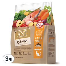 ANF 고양이 식스프리 인도어 기능성 사료, 어덜트, 2kg, 3개