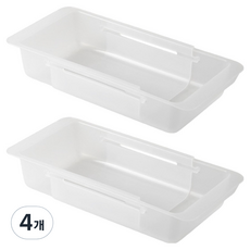 공간활용 서랍정리 2단 길이조절 수납함, 반투명, 4개