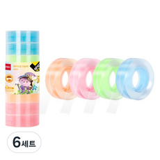 델리 테이프 컬러링 리필 18mm x 28m 4종 x 2p 세트, 6세트, 투명