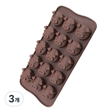 矽膠模具 15格, 豬, 3個