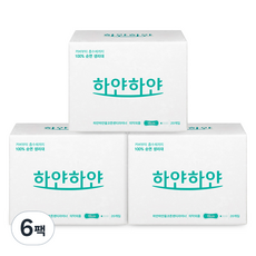 하얀하얀 순면 올코튼 팬티라이너 생리대, 일반, 20개입, 6세트
